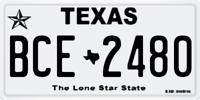 TX license plate BCE2480