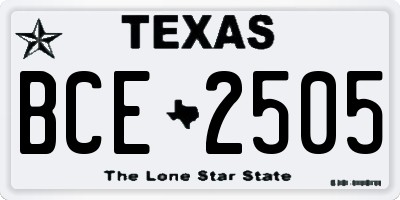 TX license plate BCE2505
