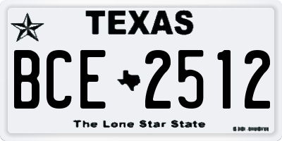 TX license plate BCE2512