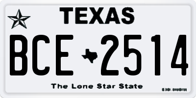 TX license plate BCE2514