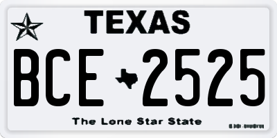 TX license plate BCE2525
