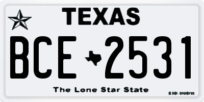 TX license plate BCE2531