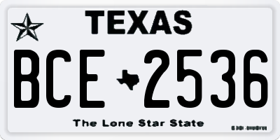 TX license plate BCE2536