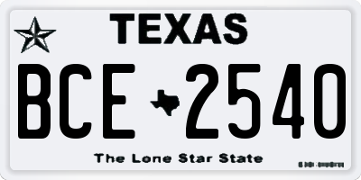 TX license plate BCE2540