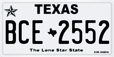 TX license plate BCE2552