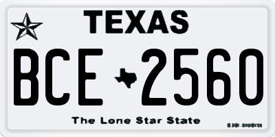 TX license plate BCE2560