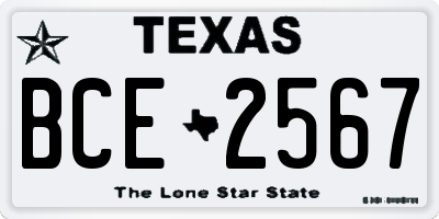 TX license plate BCE2567
