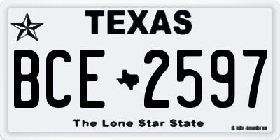 TX license plate BCE2597