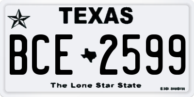 TX license plate BCE2599