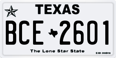 TX license plate BCE2601