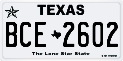 TX license plate BCE2602