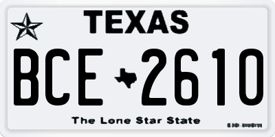 TX license plate BCE2610