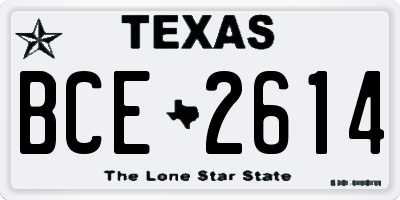 TX license plate BCE2614