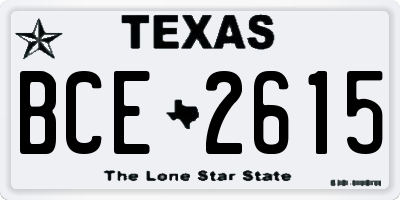 TX license plate BCE2615