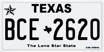 TX license plate BCE2620