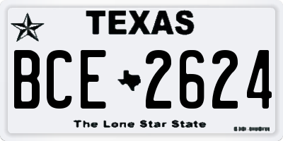 TX license plate BCE2624