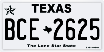 TX license plate BCE2625
