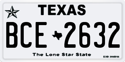 TX license plate BCE2632