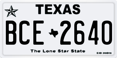 TX license plate BCE2640