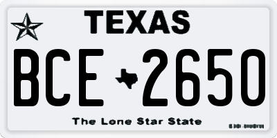 TX license plate BCE2650