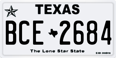 TX license plate BCE2684