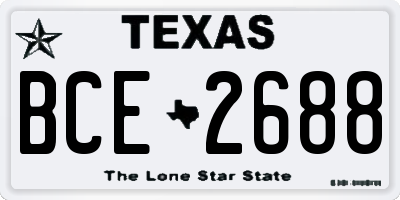 TX license plate BCE2688