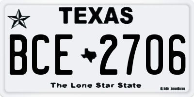 TX license plate BCE2706