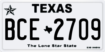 TX license plate BCE2709