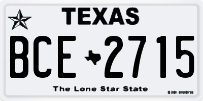 TX license plate BCE2715