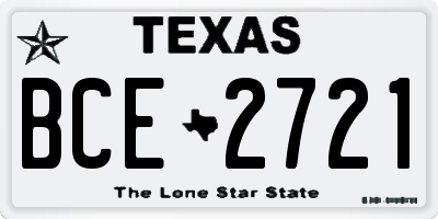 TX license plate BCE2721