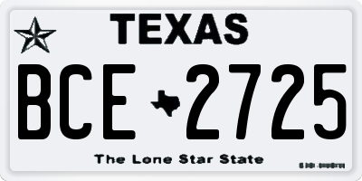 TX license plate BCE2725