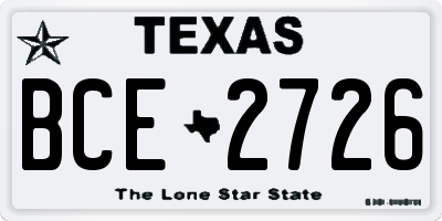 TX license plate BCE2726