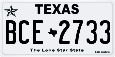 TX license plate BCE2733
