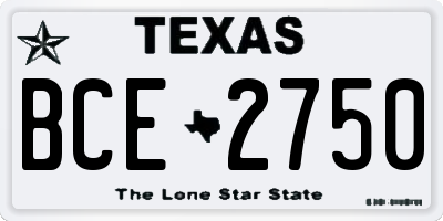 TX license plate BCE2750