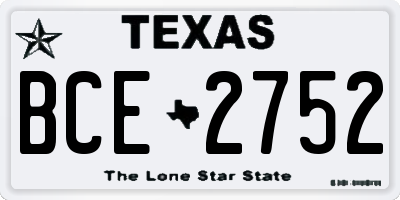 TX license plate BCE2752