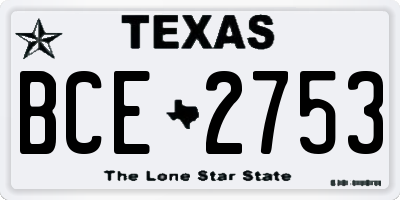 TX license plate BCE2753