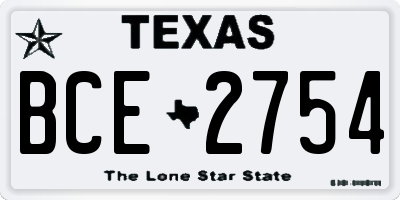 TX license plate BCE2754