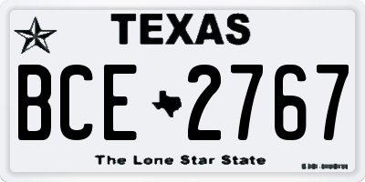 TX license plate BCE2767