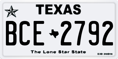 TX license plate BCE2792