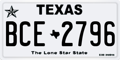 TX license plate BCE2796