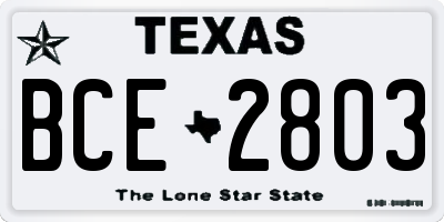 TX license plate BCE2803