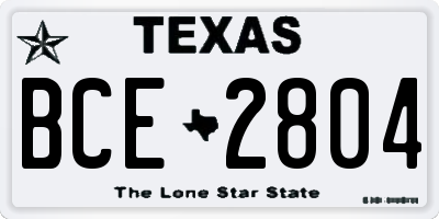 TX license plate BCE2804