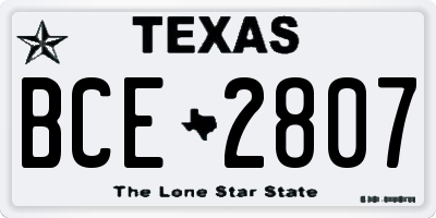 TX license plate BCE2807