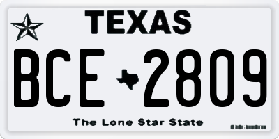 TX license plate BCE2809