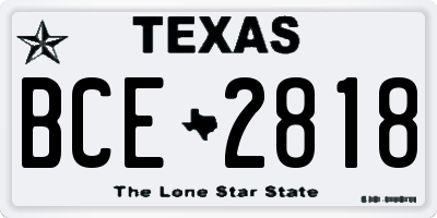 TX license plate BCE2818