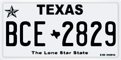 TX license plate BCE2829