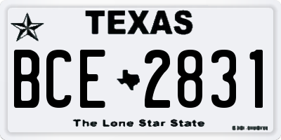 TX license plate BCE2831