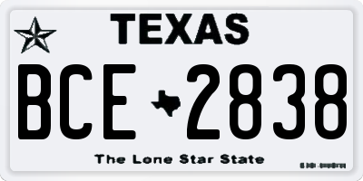 TX license plate BCE2838
