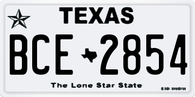 TX license plate BCE2854