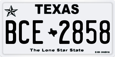 TX license plate BCE2858